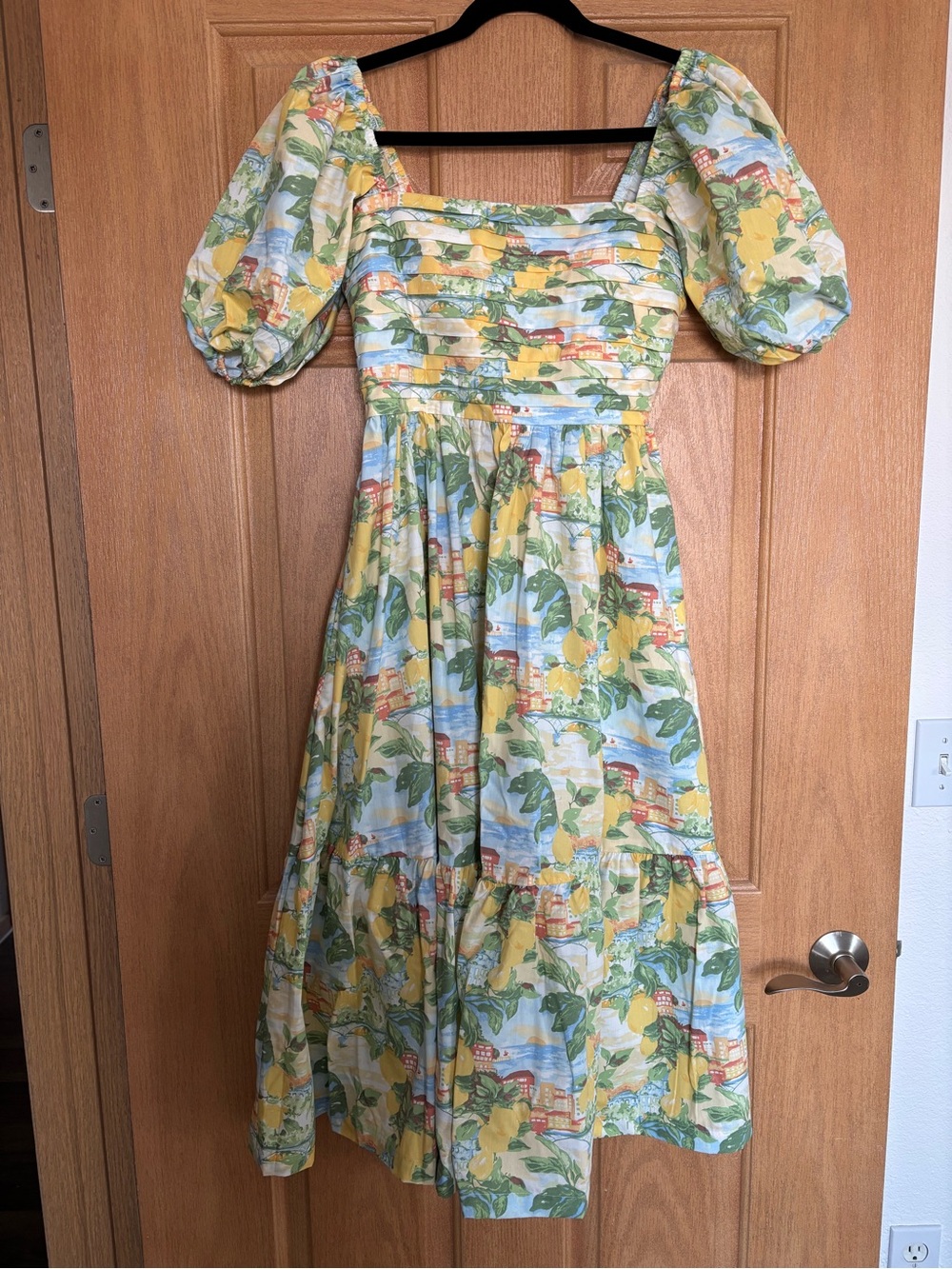 NWT Abercrombie Emerson Poplin Puff Sleeve Midi Dress